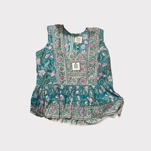 Bell by Alicia Bell Elaine Top NWT Teal Green Silk Medium Boho​